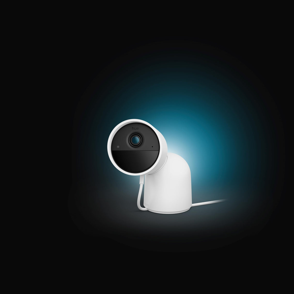 Philips Hue Secure Cámara de Video Vigilancia Inteligente con Base para Exteriores o Interiores, Versión con Cable, Full HD Video, Control de Seguridad e Iluminación en una Sola App, Blanco