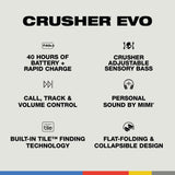 Skullcandy Crusher EVO Cascos Over-Ear Inalámbricos con Sensory Bass, 40 h de Autonomía, Micrófono, Compatibles con iPhone Android y Dispositivos Bluetooth - Gris