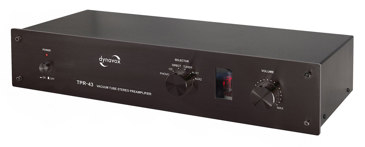 Dynavox TPR-43 Preamplificador, Preamplificador de válvulas con Entrada de Phono para Tocadiscos con Sistemas de cápsulas MM y MC, Negro