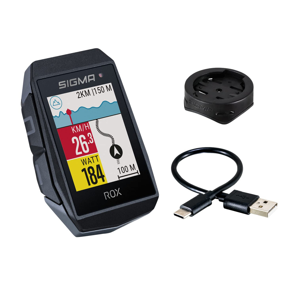 Sigma ROX 11.1 EVO Negro | Ciclocomputador GPS con 150 Funciones | Compatible con E-Bike I Ciclocomputador inalámbrico con Pantalla de 1,77" I Velocímetro GPS con medición de altitud