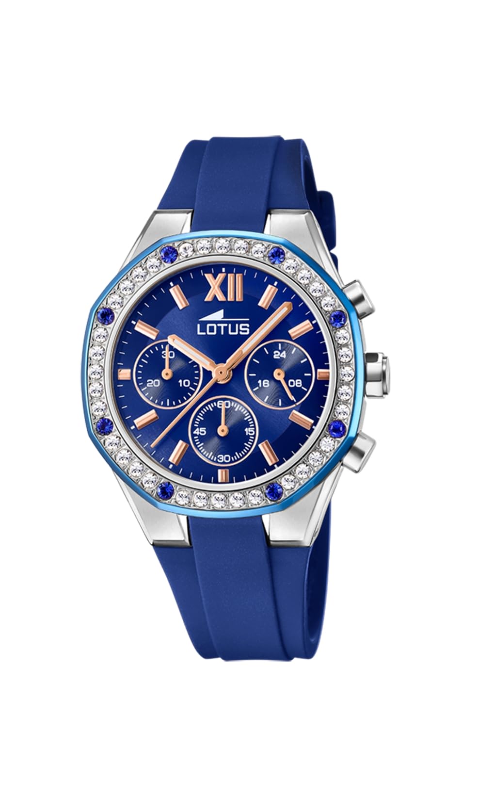 Reloj Lotus para Mujer 18875/2 Excellent Caja de Acero Inoxidable 316l Plateado Correa de Caucho Azul