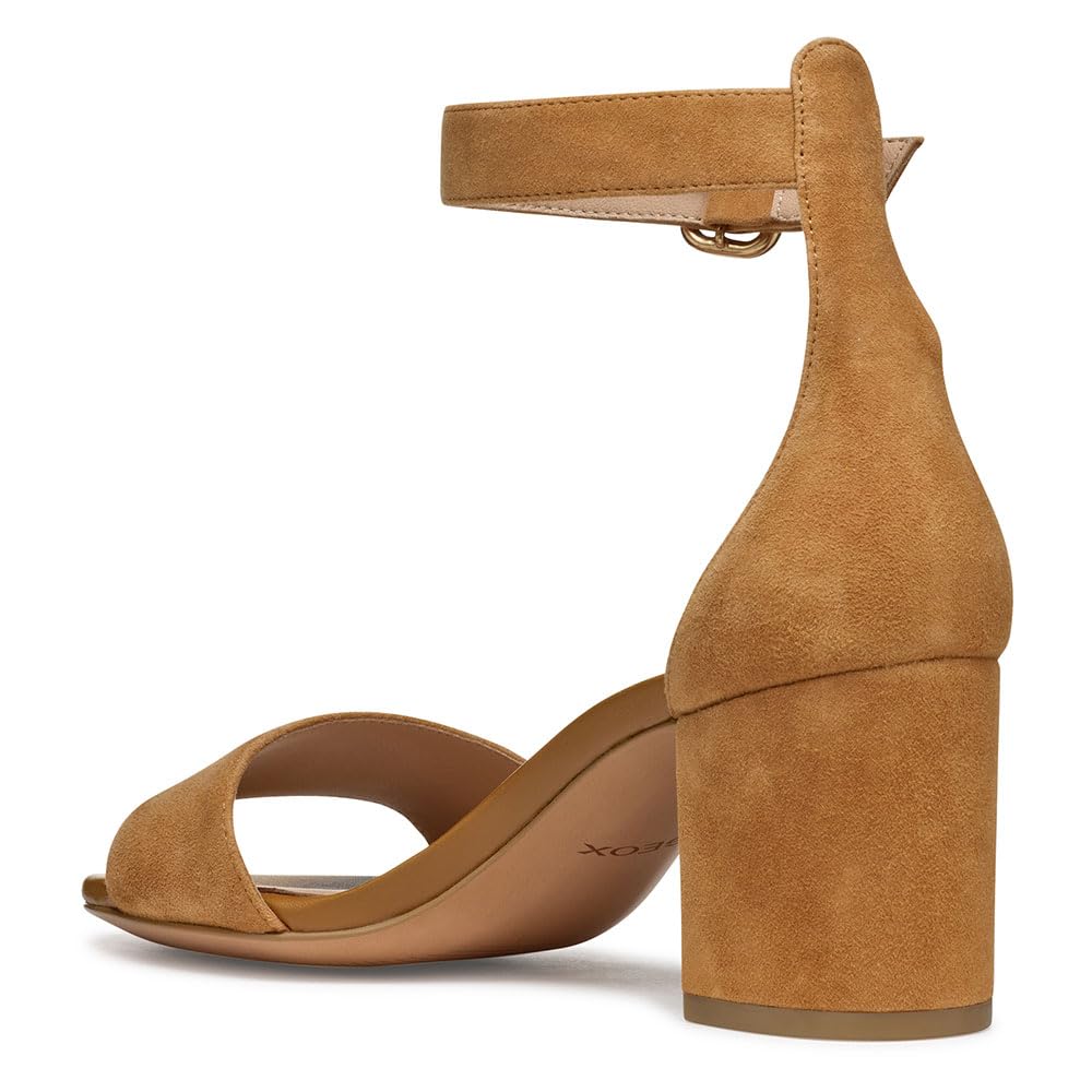 Geox D VIRNILISA 65 S A, Sandalia Tacón Mujer, Cognac, 41 EU
