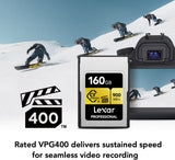 Lexar Tarjeta de Memoria Profesional CFexpress Tipo A Gold Series de 160 GB, hasta 900 MB/s de Lectura, Video 8K de Calidad cinematográfica, clasificada VPG 400 (LCAGOLD160G-RNENG)