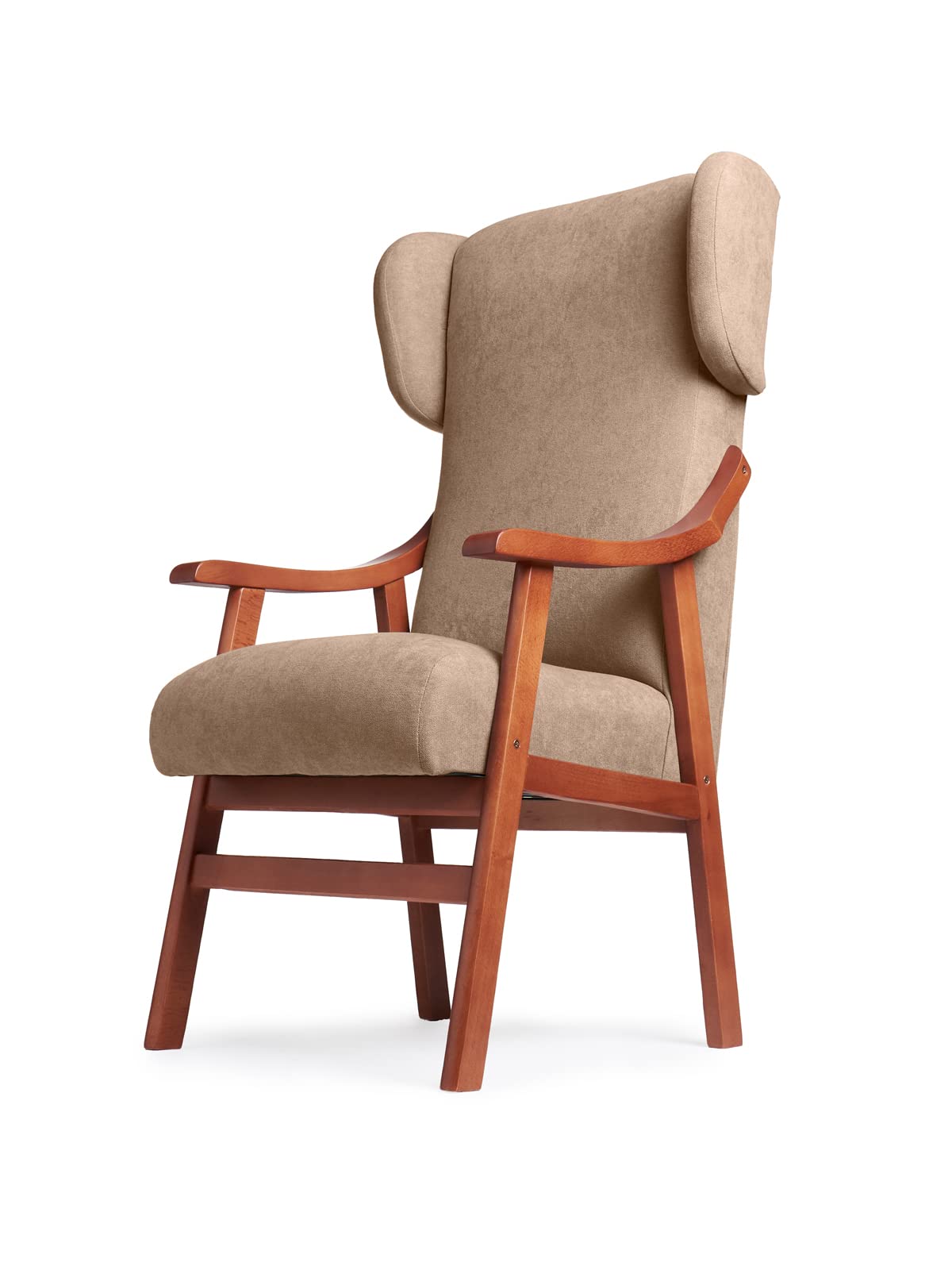 Abuelo a Gusto- Silla con Brazos, Orejas y apoya-Cabezas de Madera, con Respaldo Recto y sentada Alta, Ideal para Personas Mayores o Personas con Movilidad Reducida. Tamaño: 57x69x116 cm.