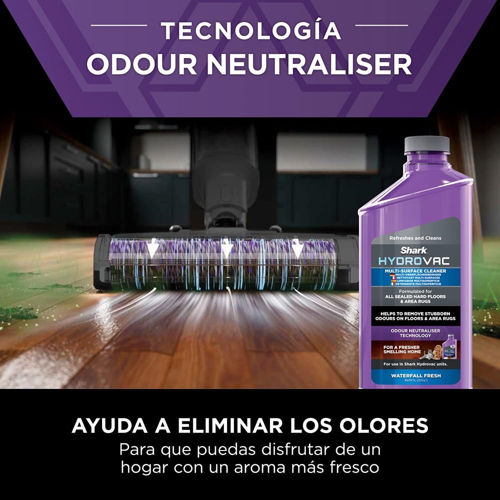 Shark HydroVac Aspiradora mopa sin cable, aspira y friega suelos, con cepillo multisuperficie giratorio antimicrobiano para eliminar olores, limpia en seco y húmedo, modo autolimpieza, gris WD210EU