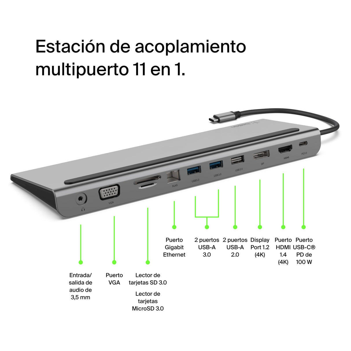 Belkin ethernet plata, 11 in 1, para Portátiles,