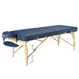 Master Massage Phoenix ThermaTop - Camilla de masaje plegable (71 cm, sistema de calefacción integrado, base de madera y mesas de transporte, cuerpo cálido, color azul real