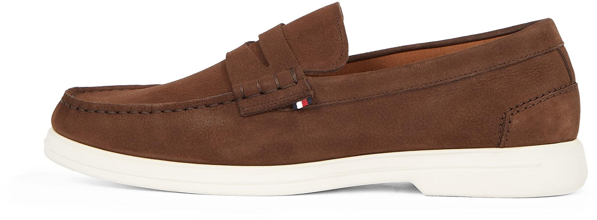 Tommy Hilfiger Mocasines Hombre Nubuck de Piel, Marrón (Legacy Brown), 44