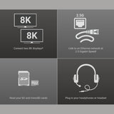 Sonnet Echo 13 Thunderbolt 5 [4TB] SSD Dock-AlmacenamientoNVMe 6000MB/sintegrado, 4 Puertos Thunderbolt 5, 4 USB-A, 2.5Gb Ethernet, Pantalla 8K-Mac,Windows, Chromebook, iPad Pro