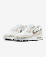 NIKE Wmns Air MAX 90, Sneaker Mujer, White Flat Pewter Lt Orewood Brn, 40.5 EU