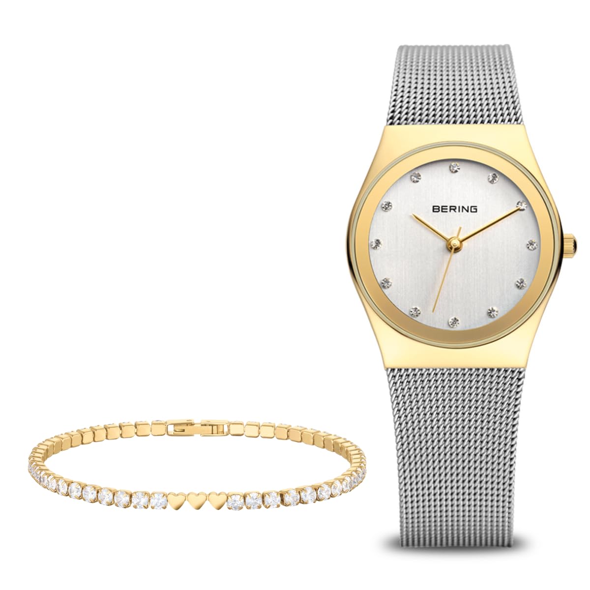 BERING Reloj Analógico para Mujeres de Cuarzo japonés con Correa en Acero Inoxidable 12927-001-GWP