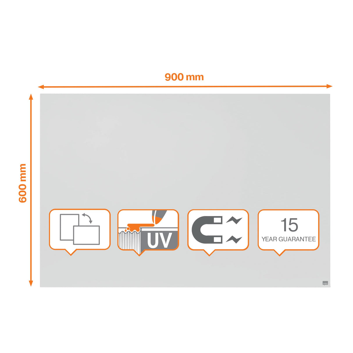 Nobo 1915714 - Pizarra Magnética Infinity Sin Marco, 900 x 600mm, Pizarra Blanca Magnética, 90 x 60cm, Acero con Revestimiento UV, Pizarra Fácil de Limpiar, Blanco