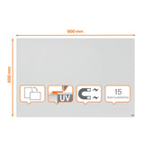 Nobo 1915714 - Pizarra Magnética Infinity Sin Marco, 900 x 600mm, Pizarra Blanca Magnética, 90 x 60cm, Acero con Revestimiento UV, Pizarra Fácil de Limpiar, Blanco