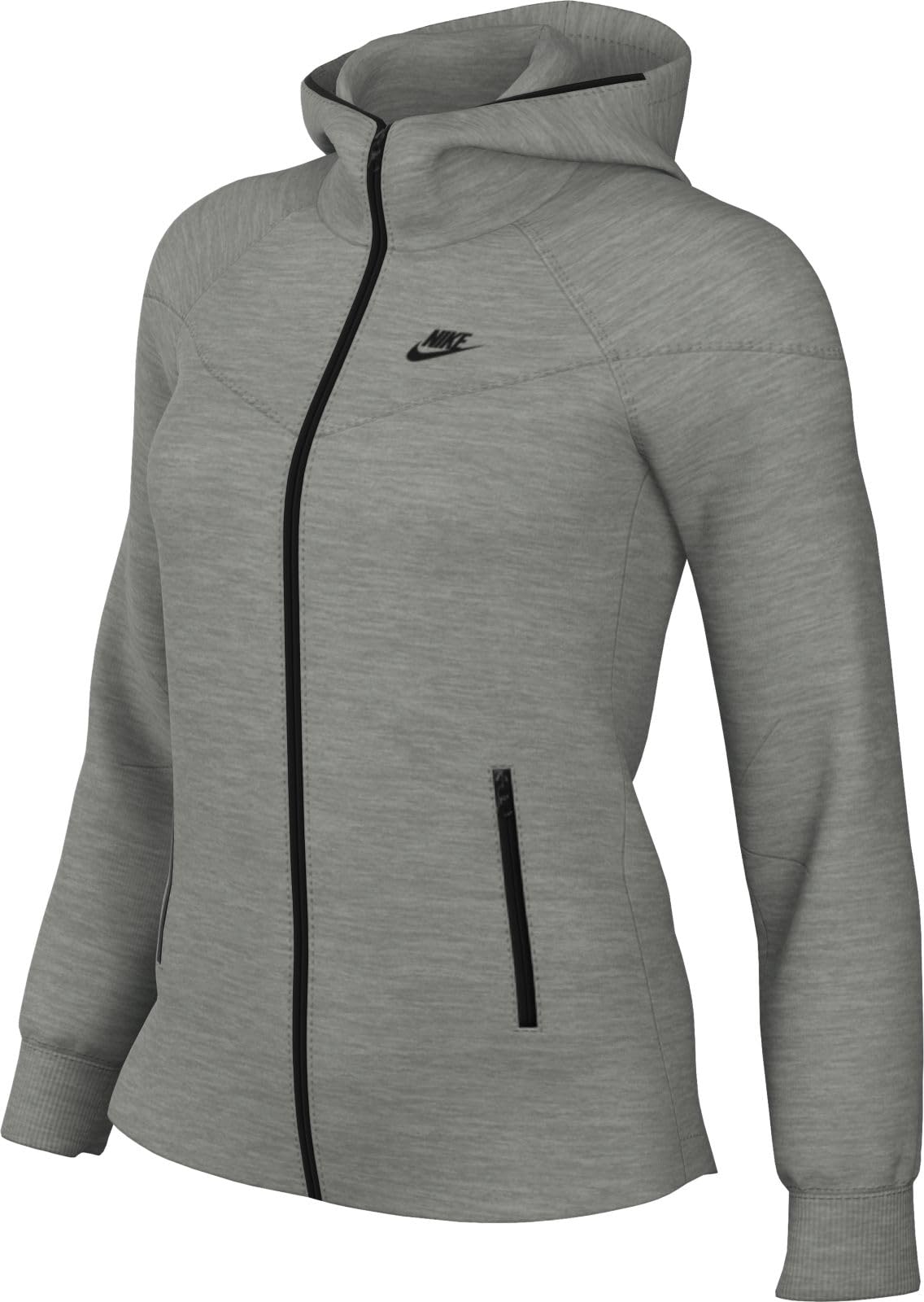 Nike FB8338-063 Sportswear Tech Fleece Windrunner Sweatshirt Mujer DK GREY HEATHER/BLACK Tamaño M