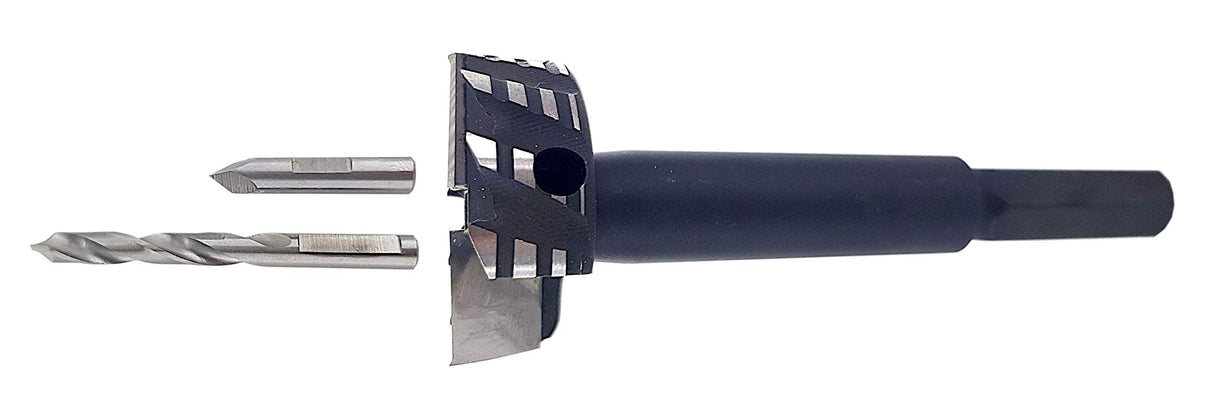 Famag Bormax HM prima 1664508 - Juego de brocas (8 unidades, diámetro de 15-50 mm, incluye punta centradora y taladro previo, para todos los materiales de madera, con caja de madera), color gris