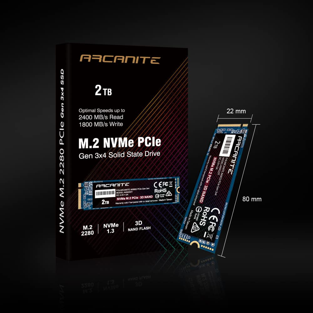 ARCANITE 2 TB NVMe SSD M.2 2280 PCIe Gen 3x4 Disco Duro Sólido Interno SSD