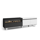 Skraut Home | Mueble TV | Televisión | Muebles de salón, almacenaje | 200x57x35cm | para TV hasta 80" | Chimenea eléctrica | Diseño Industrial | Estilo Moderno | Blanco y Negro