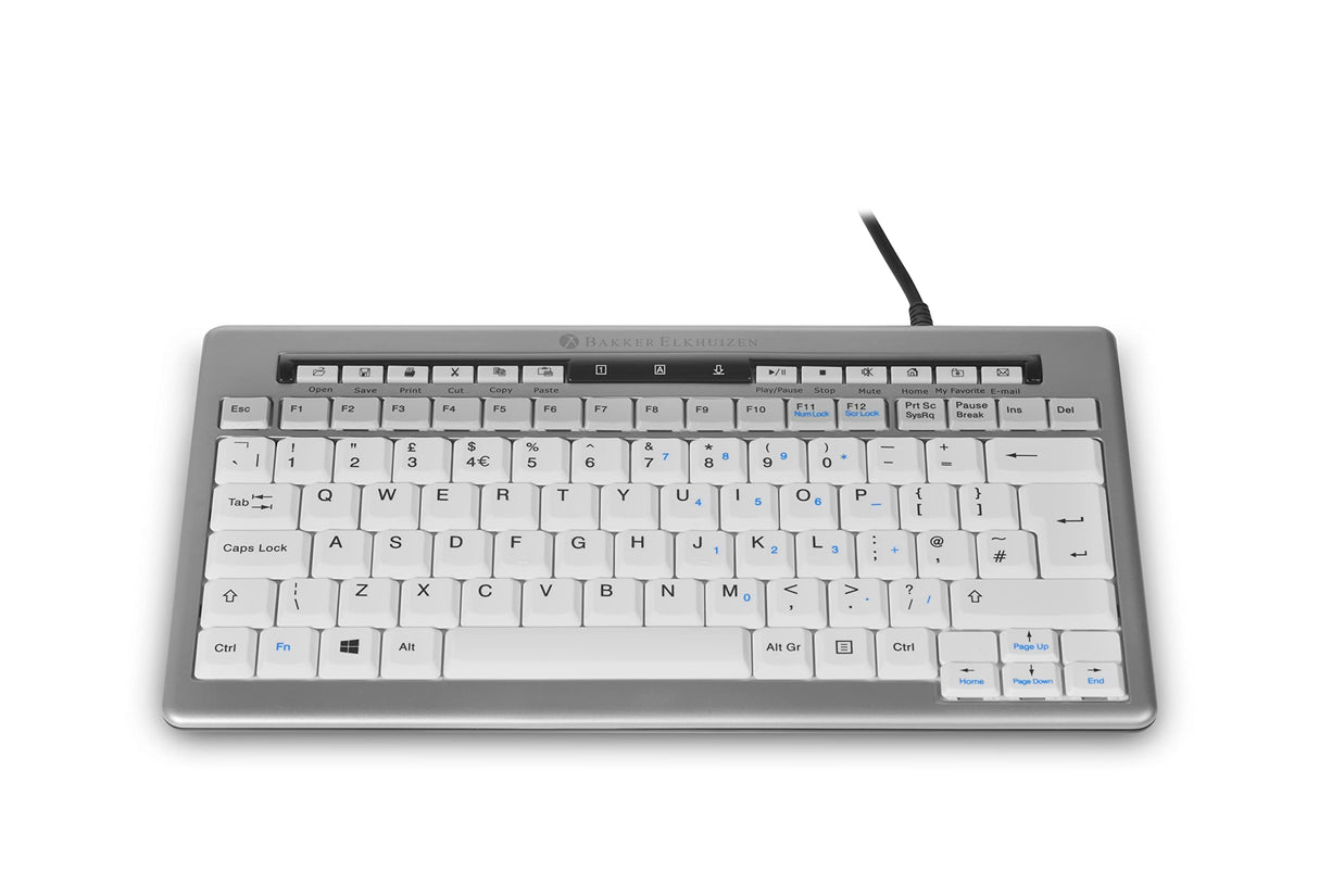 Bakker Elkhuizen S-Board 840 Design Teclado inglés USB Plata y Blanco, Plata y Blanco
