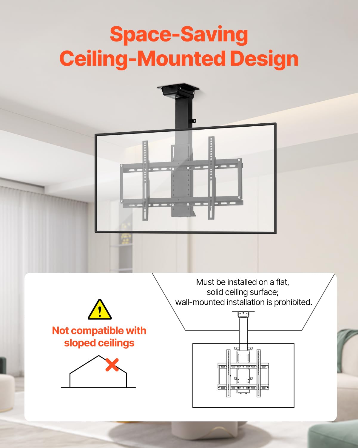 VEVOR Soporte para TV de Pared motorizado, Marco Soporte para TV Dimensiones de 813 a 1397 mm, Marco Porta televisión Plegable Ajustable con VESA máx. 60 x 40 cm, Carga máx. 54 kg