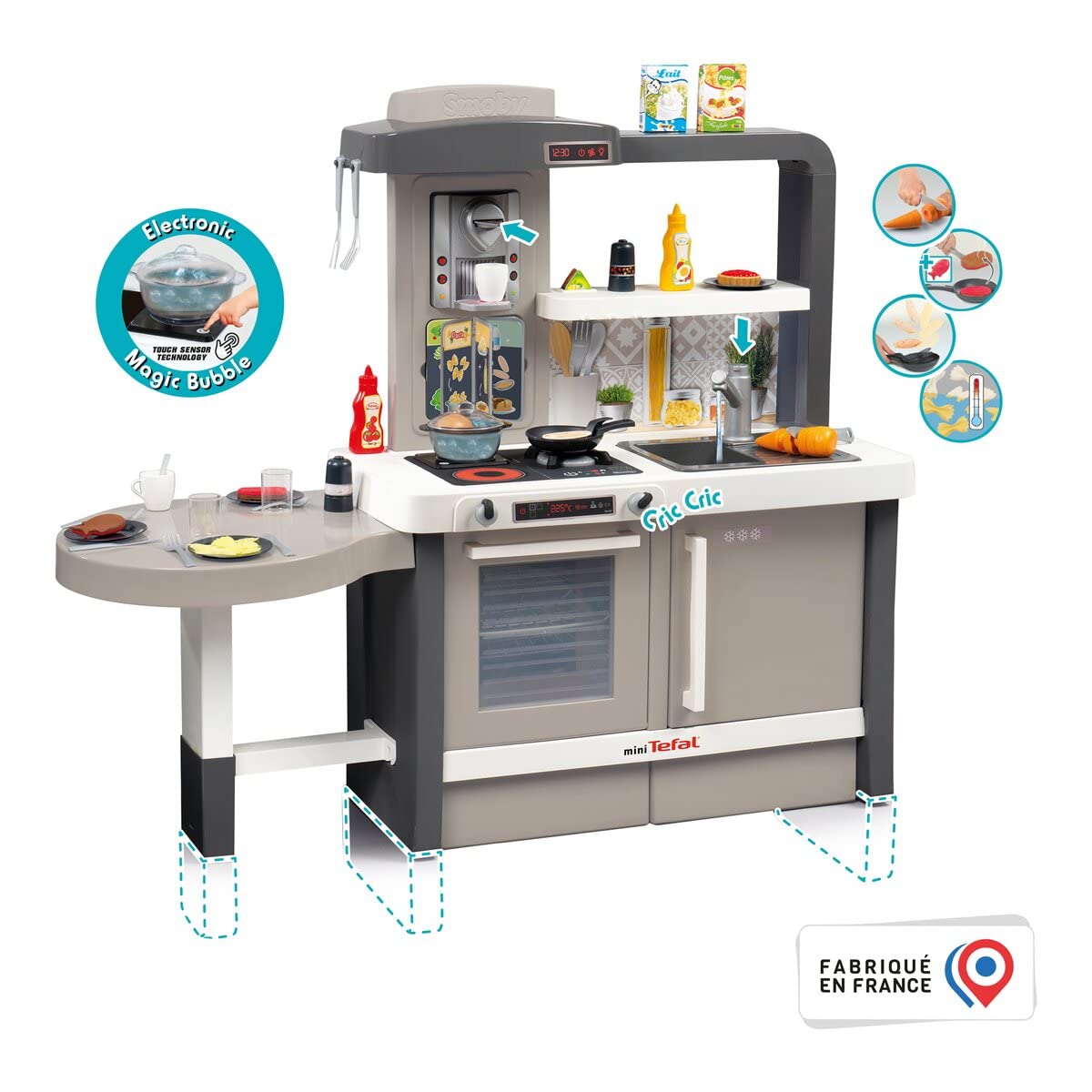 Smoby- Cocina Tefal de Juguete Evolutiva, Regulable en Altura, 40 Accesorios, con Funciones de Cocina y Mostrador Auxiliar, Adecuado a Partir de 3 años (7600312305), Multicolor, M, 312305