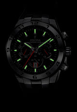 Festina Reloj Hombre F20671/6 Chrono Bike Caja de Acero Inoxidable 316l Plateado Correa de Caucho Negro