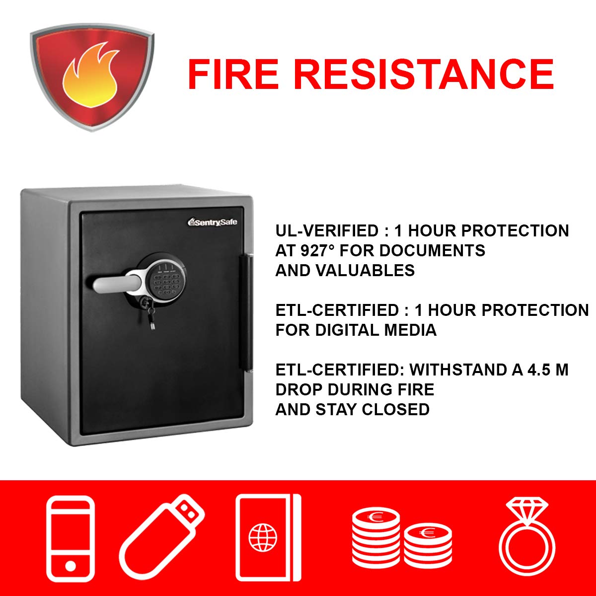 Master Lock SFW205GPC Sentry Safe Caja Fuerte de Seguridad [Ignifuga y Resistente al Agua] [Combinación Digital] [XXLarge], Sin Alarma