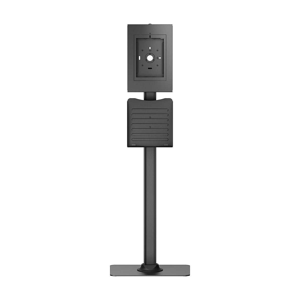 PureMounts® Soporte para Tableta con Carcasa de Acero con Cerradura para iPad 5/6/7/8/9/ iPad Air 9.7"/ 10.5"/10.9"/ iPad Air 9.7"/10.5"/11" y Samsung Tab A 10.1 (2019)/ Tab A7/ S6 Lite 10.4", Negro
