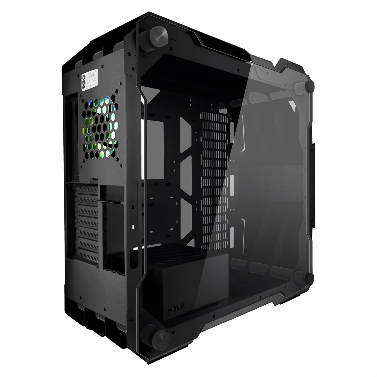 Noua Ego Caja PC Gaming Full Tower ARGB E-ATX, ATX, Micro ATX-ITX, Ventilador PWM ARGB 120mm Preinstalado, Paneles Laterales de Cristal Templado, USB 3.0, Color Negro