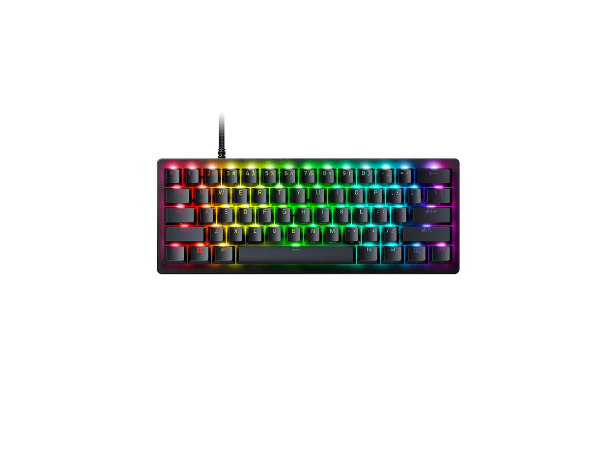 Razer Huntsman V3 Pro Mini – Teclado óptico analógico de Deportes electrónicos en Formato 60% Snap Tap & Rapid Trigger (Modo de Fuego rápido, Teclas Multiusos, Tapas de Teclas PBT Doubleshot)