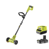 RYOBI - Limpiador de Juntas Sin Cable 18V ONE+ - Limpieza de Terrazas, Calzadas, Bordes de Piscinas - Mango Ergonómico, Tubo Telescópico - Buena Autonomía - Batería 2Ah, Cargador 1,5A, Cepillo Alambre
