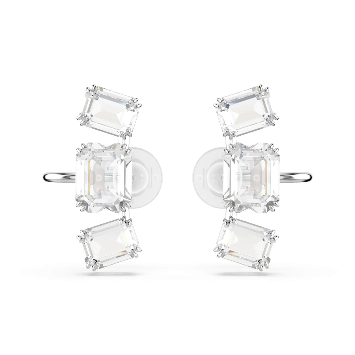 Swarovski Pendientes de clip Millenia, Talla octogonal, Blancos, Baño de rodio