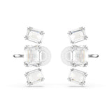 Swarovski Pendientes de clip Millenia, Talla octogonal, Blancos, Baño de rodio