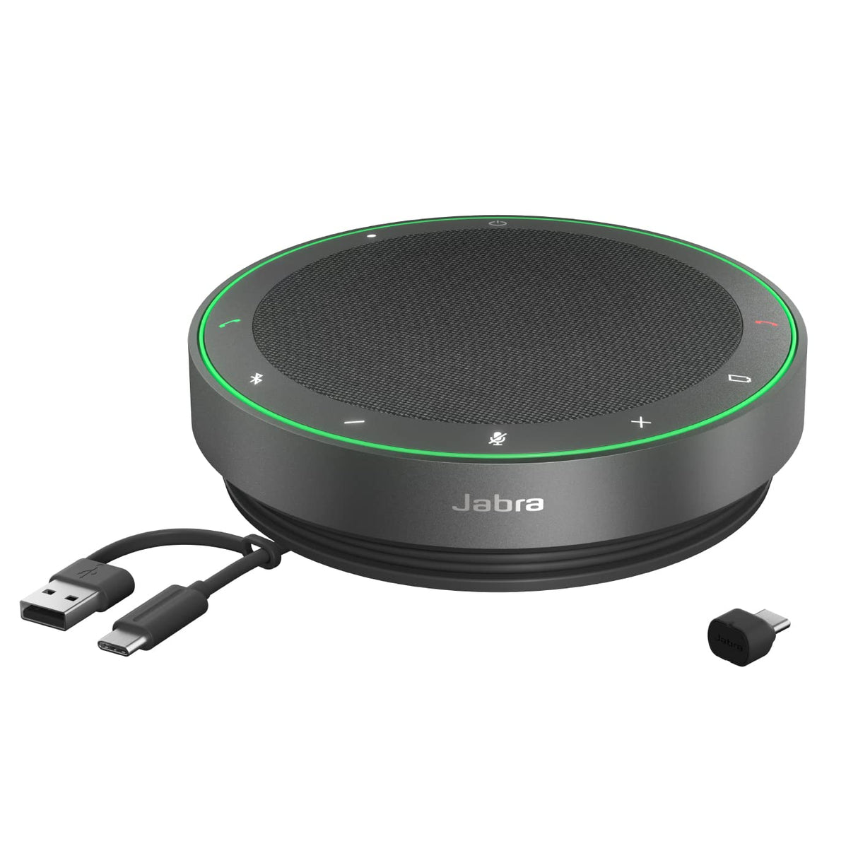 Jabra Speak2 75 Altavoz inalámbrico Bluetooth para el Trabajo - 4 micrófonos con cancelación de Ruido, Altavoces de 65 mm - Nueva función de conexión, USB-C, Zoom y Google Meet - Gris Oscuro