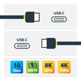 StarTech.com Cable USB Tipo C Activo de 3m - USB 3.2 10Gbps - Cable USB C Largo - Power Delivery PD de 60W - 8K 60Hz - DP 1.4 con Modo Alt HBR3/HDR10/MST/DSC 1.2/HDCP 2.2 (UCC-3M-10G-USB-CABLE)