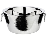 EDZARD Champagne Cooler Ontario para 5 botellas, con asas, acero inoxidable pulido de alto brillo, doble pared, exterior martillado, diámetro 38 cm, altura 18 cm