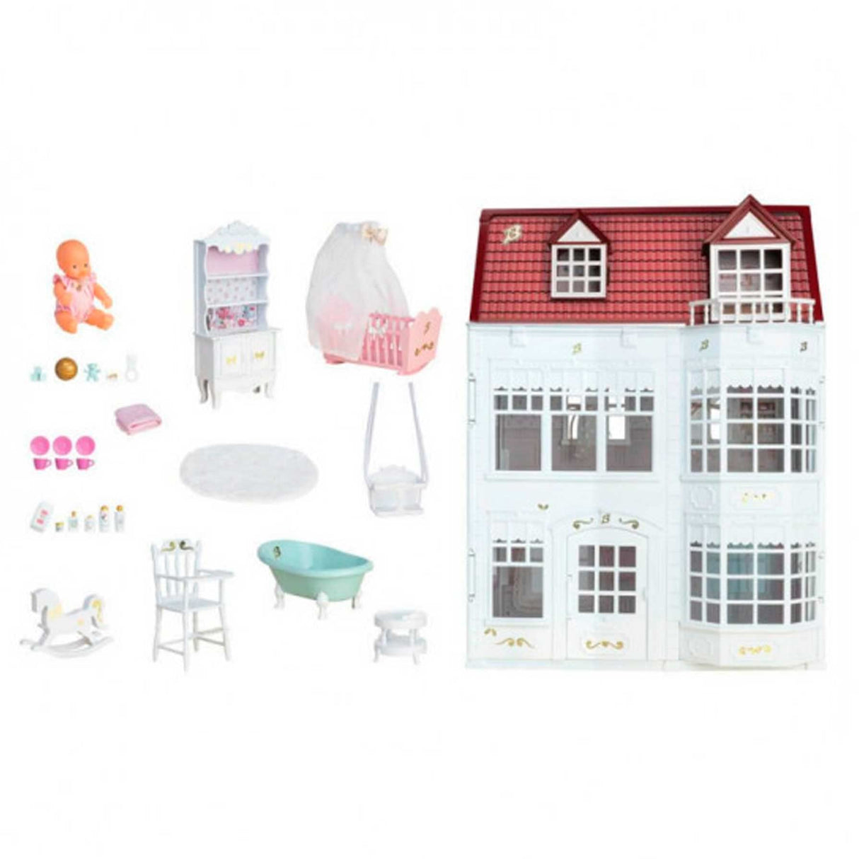 los Barriguitas - Set casita de muñecas para bebés clásicos con Muchas Habitaciones, Muebles y Accesorios de Juego - Para niños a Partir de 3 años, Famosa (700017220)