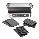 Braun MultiGrill 9 CG 9167, Plancha Eléctrica con Placas Planas, Parrilla y Gofres, 2 Termostatos Independientes, 3 Posiciones, Sonda Térmica, Apta para Lavavajillas, 2000W, Negro/Acero Inoxidable