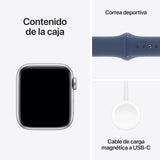 Apple Watch SE de 2.ª generación GPS Smartwatch con Caja de Aluminio en Plata de 40 mm y Correa Deportiva Azul Denim - Talla S/M. Monitores de entreno y sueño y Resistencia al Agua