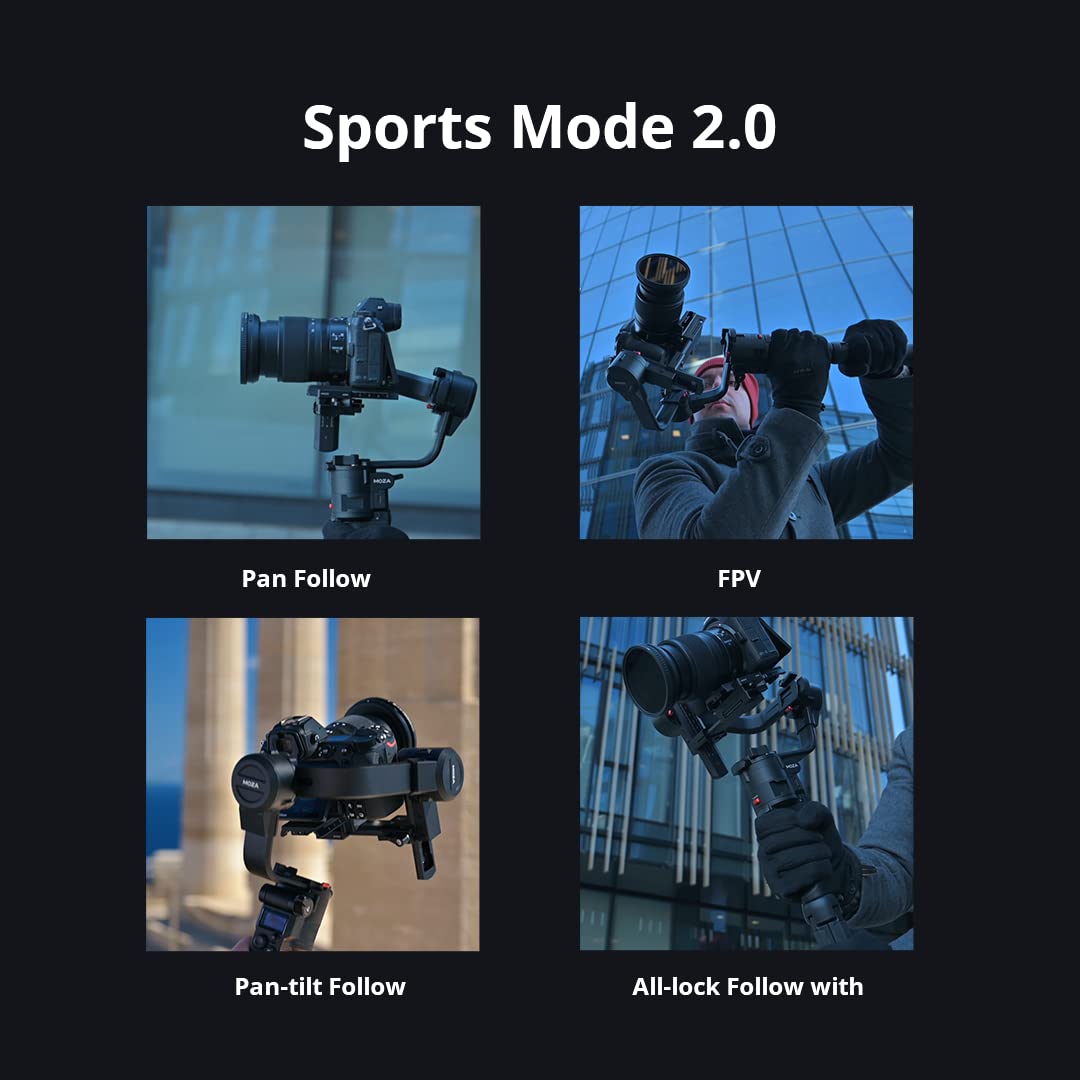 Moza Aircross 3 - Estabilizador de cardán Plegable electrónico de 3 Ejes para cámaras sin Espejo (Carga útil máxima (3,2 kg/7 Libras), Color Negro -Apto para Canon, Sony, Nikon y más cámaras