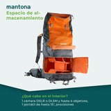 Mochila para cámara Mantona ElementsPro 50 Outdoor. Gris/Naranja