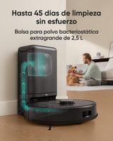 eufy Clean Robot Aspirador con Base Autovaciado X8 Pro, 2 turbinas Twin-Turbine™ de 4000 Pa, Cepillo Giratorio antienredos y Laser Navigation iPath™ para Limpiar Pelo de Mascotas en alfombras