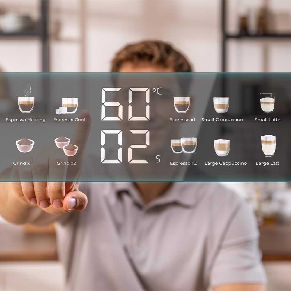 Cecotec Cafetera Express Barista Power Espresso 20 Barista Grind & Latte. 1350W, 20 Bares, Molinillo Cónico, 2.6L Depósito Agua, 100g Café y 500ml Leche, Pantalla Táctil, Autolimpieza, Personalizado