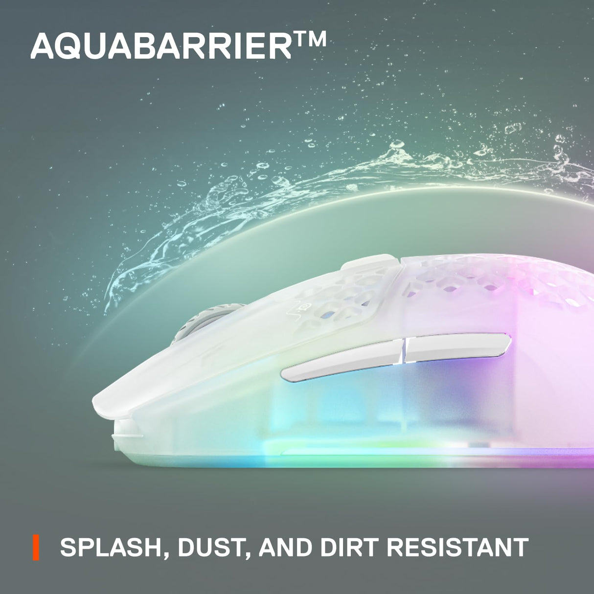 SteelSeries Aerox 3 Wireless Ghost - Raton Inalambrico Gaming - Diseño ultraligero resistente al agua - RGB - Sensor óptico TrueMove Air 18K DPI