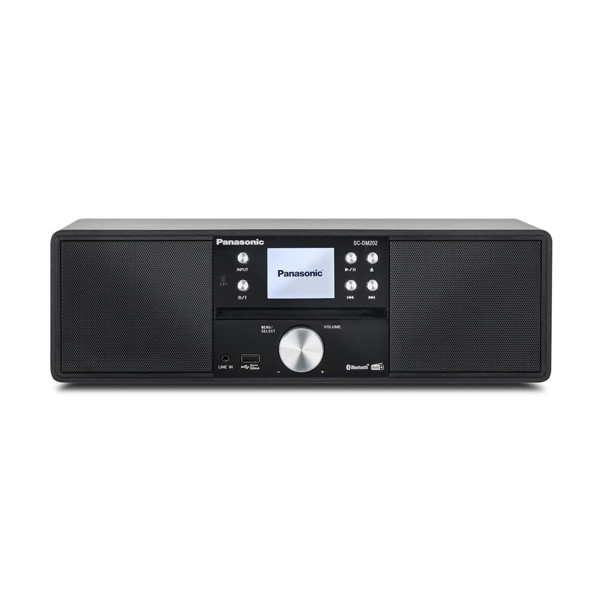 Panasonic SC-DM202EG-K Sistema Estéreo Micro Hi-Fi Compacto con CD, Radio Dab+/FM, USB y Bluetooth, Altavoces de 24 W, Control Remoto, Pantalla LCD TFT de 2,4", Ajustes de Ecualización, Negro.