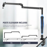 NEEWER Soporte Escritorio con Mic Brazo Perfil Bajo con Amortiguación, 360° Brazos Articulados Giratorios con Poste Elevado y Canales Gestión Cables para Micrófono, Podcast, Streaming, Zoom, MST002