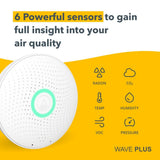 Airthings 2930 Wave Plus: monitor de radón y de la calidad del aire con detector de CO2, COV, presión de aire, humedad y temperatura