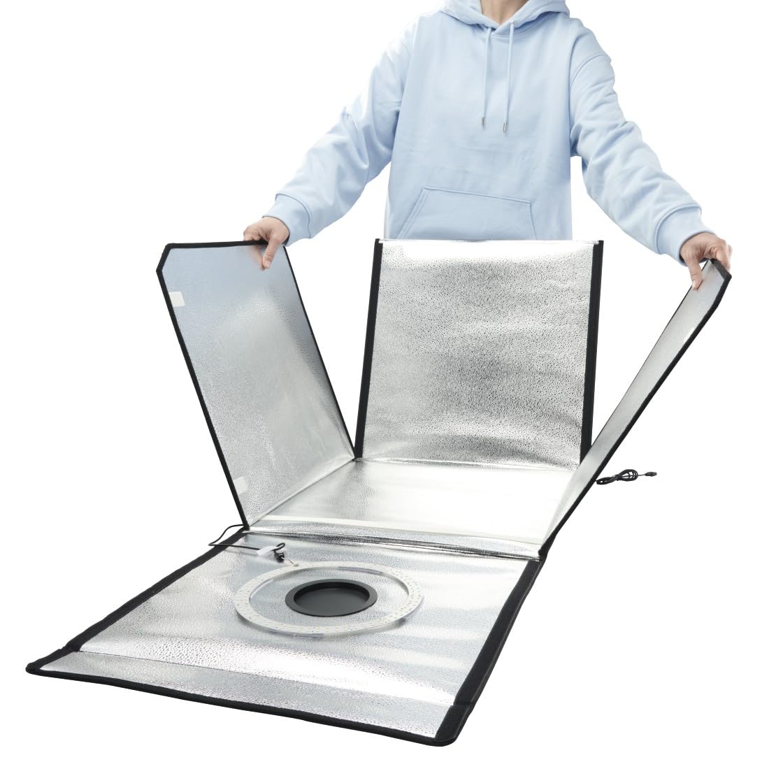 Hama Caja de Fotos, 50 x 50 cm (Estudio fotográfico, Mini Estudio fotográfico, Caja de luz, Caja de luz, Caja Ligera, Caja Blanca, Pantalla Verde, Tienda de luz, Cubo de Fotos, para fotografía de