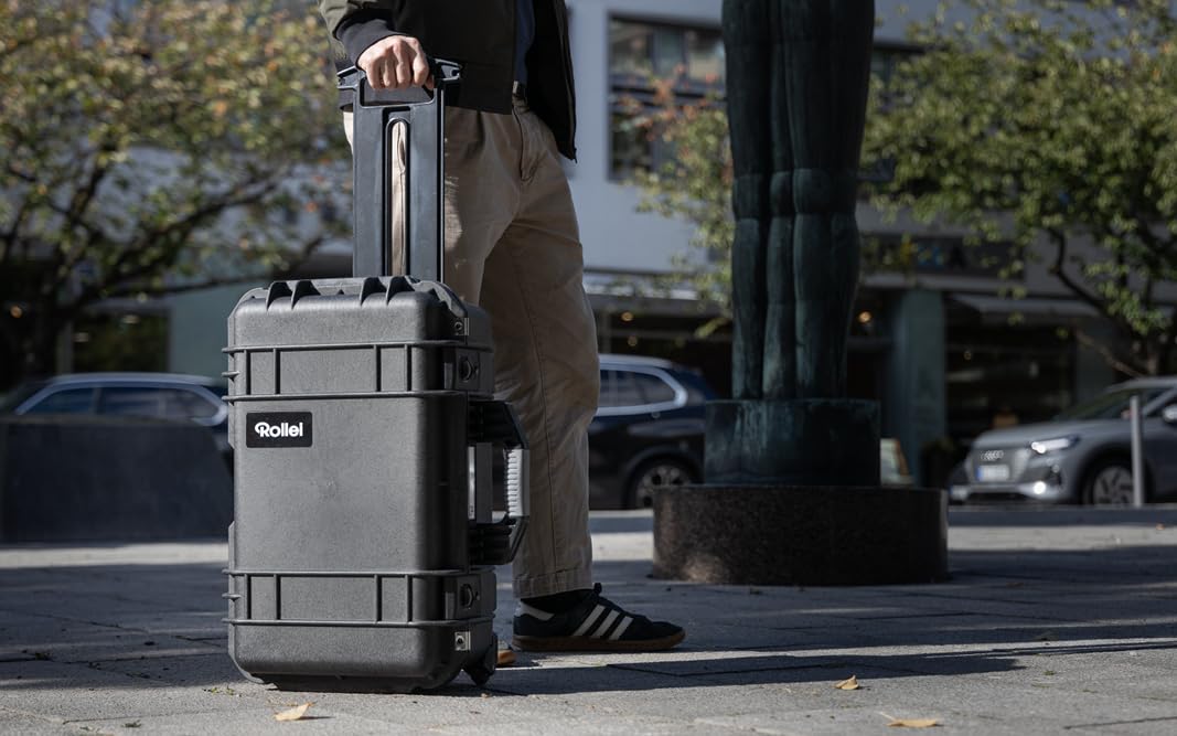 Rollei Hard Case 5737 Trolley - Maleta Extremadamente Robusta, irrompible e Impermeable con Equipamiento de Espuma Flexible, Transporte cómodo, regulación automática de la presión y protección