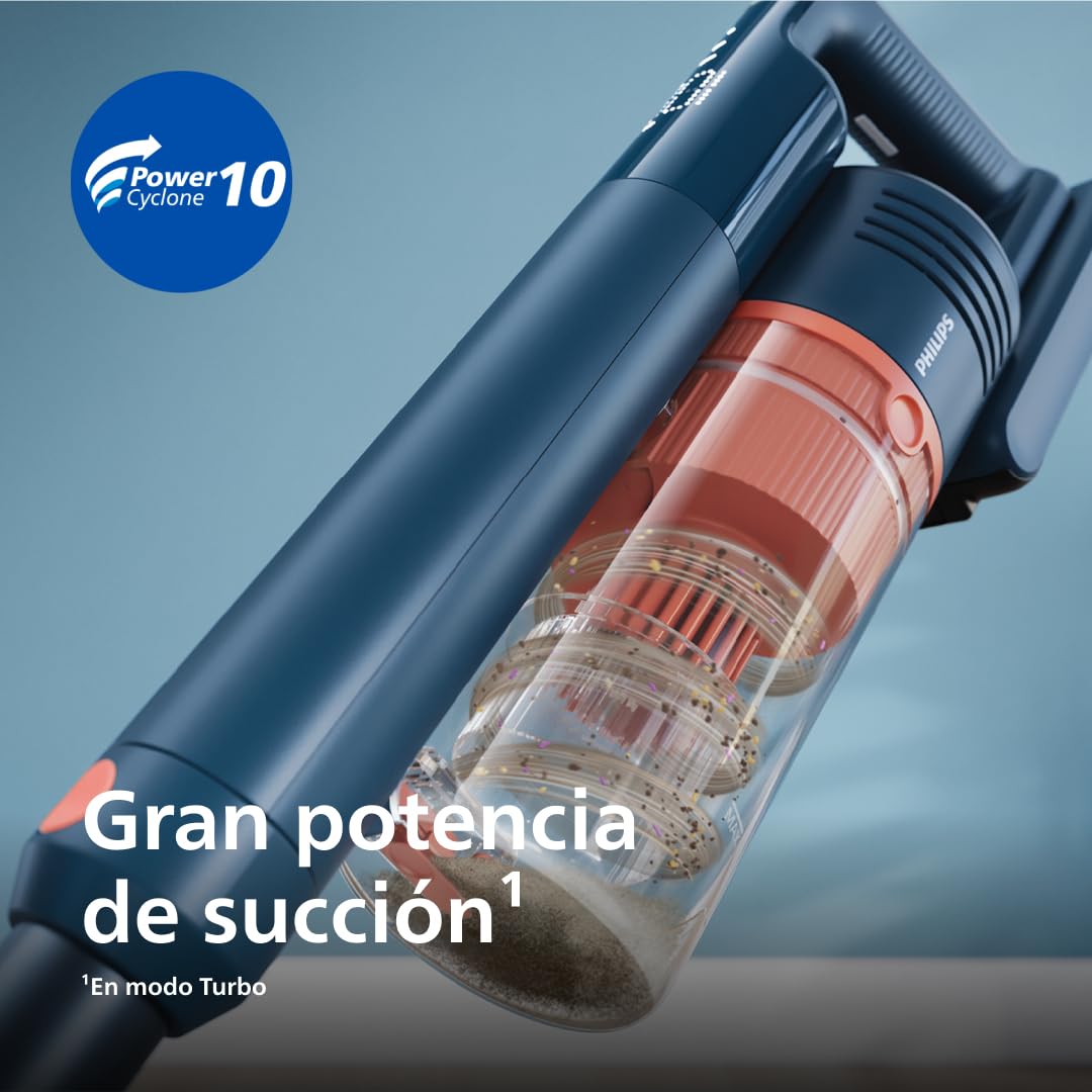 Philips Aspiradora Sin Cable Serie 5000 Pet, Potente Succión en Suelos Duros y Alfombras, 60 Min de Autonomía, Cepillo Con Luz LED, Cepillo Para Mascotas, Módulo Aqua, Batería Reemplazable (XC5142/01)