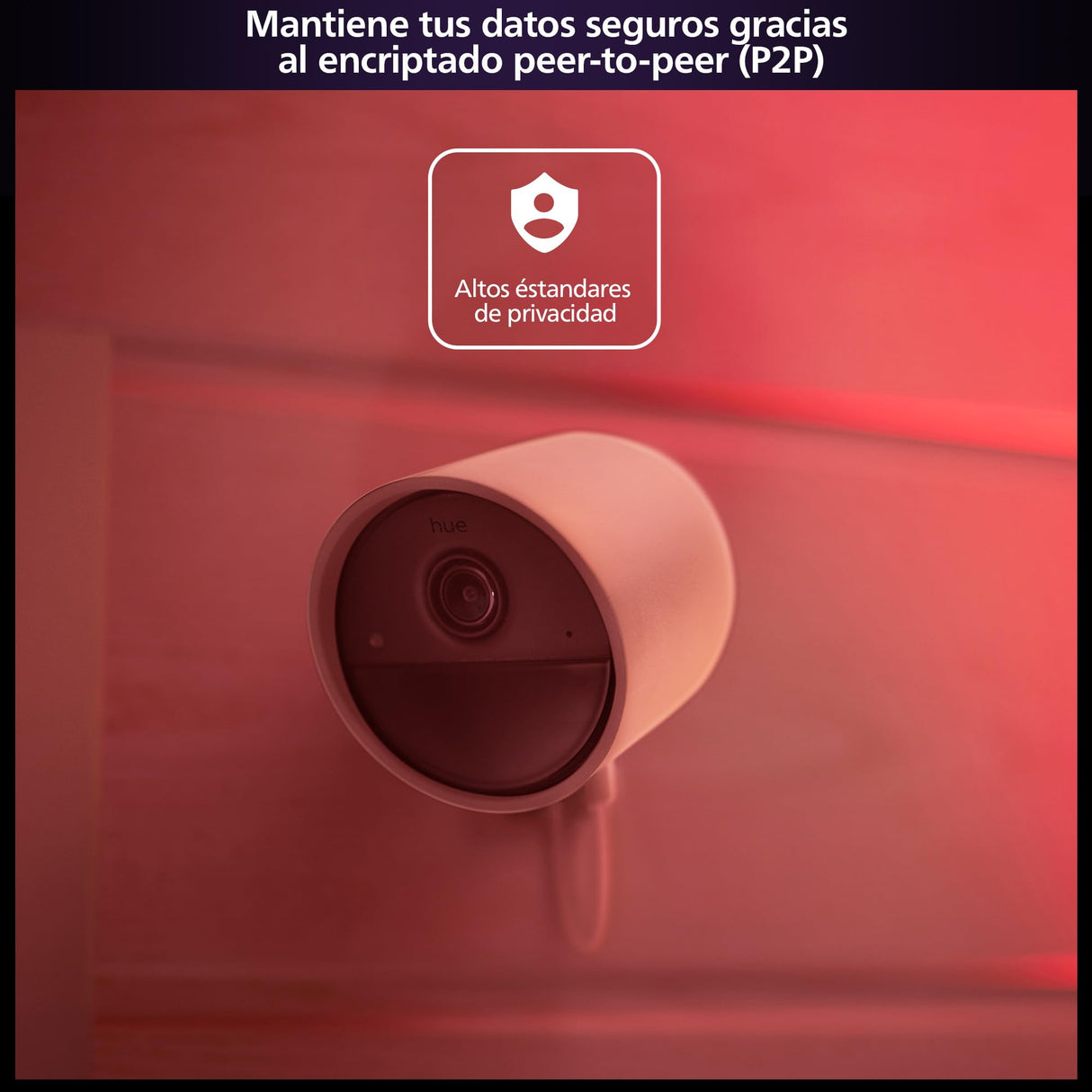Philips Hue Secure - Cámara de Video Vigilancia con Cable (Blanca) + 2 Sensores de Contacto (Blancos) + 2 Bombillas Color + Bridge, fácil instalación, Audio bidireccional, Funciona con App